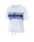 Women's White Los Angeles Dodgers Front Tie T-shirt