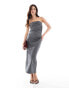 Фото #1 товара Mango tailored pinstripe bandeau midi dress in grey