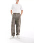 ASOS DESIGN smart wide leg check trousers in brown