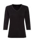 Women's 3/4 Sleeve Embellished V-Neck T-Shirt Черный, 16 - фото #1