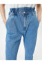 Beli Lastikli Yüksek Bel Kot Pantolon - Baggy Jean