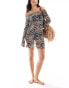 Фото #1 товара ASOS DESIGN beach mesh long sleeved mini dress in zebra print