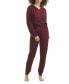 ფოტო #2 პროდუქტის Women's Solid Knit Waffle Pajama Set