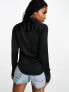 Monki textured shirt in black