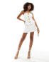 Фото #2 товара Rare London bandeau gold textured button mini dress in ivory