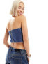 Dr Denim Willow handkerchief denim tube top in pebble mid stonewash