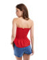 Фото #4 товара ASOS DESIGN shirred bandeau tie front top in red