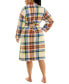 ფოტო #4 პროდუქტის Women's Printed Fleece Long-Sleeve Wrap Robe