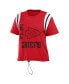 Фото #2 товара Women's Red Distressed Kansas City Chiefs Cinched Colorblock T-shirt