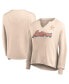 Фото #1 товара Women's Cream Distressed Houston Astros Go For It Waffle Knit Long Sleeve Notch Neck T-shirt