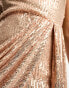 Фото #4 товара Style Cheat sequin one shoulder mini dress in rose gold