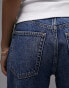 Topshop Petite mid rise straight Kort jeans in mid blue