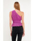 Women's One Shoulder Shirred Tulle Top