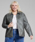 ფოტო #1 პროდუქტის Trendy Plus Size Faux-Leather Zip-Front Jacket