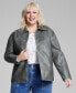 Trendy Plus Size Faux-Leather Zip-Front Jacket