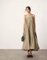 ASOS EDITON cami puff ball maxi dress in khaki