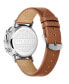 ფოტო #2 პროდუქტის Men's Barnett Backlight Tan Leather Strap Watch 41mm