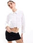 Фото #1 товара Miss Selfridge poplin cropped dropped pocket shirt in white