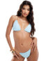 Miss Selfridge contrast strap bikini top in blue