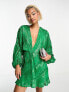 ASOS DESIGN embellishment mini dress in green with blouson sleeve