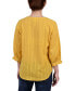 ფოტო #2 პროდუქტის Petite Size 3/4 Sleeve Button Placket Jacquard Blouse