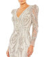 Women's Embellished Puff Sleeve V Neck Gown