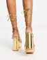 Фото #3 товара Truffle Collection mega platform strappy sandals in gold metallic