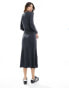 Фото #4 товара New Look ruched side knitted midi dress in grey