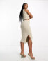 Фото #1 товара Missyempire knitted side spilt midi skirt co-ord in stone