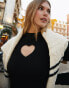 Фото #2 товара Miss Selfridge heart cut out knit rib mini dress in black