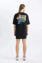 Фото #13 товара Coool Powerpuff Girls Oversize Fit Sırt Baskılı Penye Mini Elbise C3504ax24sm