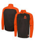 ფოტო #4 პროდუქტის Men's Brown Cleveland Browns Combine Authentic O-Line Raglan Half-Zip Jacket