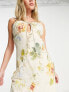 Hope & Ivy ruched bust maxi dress in cream floral