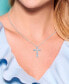 ფოტო #3 პროდუქტის Sterling Silver Simple 1 3/4 (ct. t. w.) Genuine Swiss Blue Topaz and White Topaz Marquise Bezel Set Cross Pendant Necklace