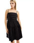 & Other Stories mini dress with pleated bodice and full skirt in black