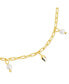 Silver-Tone or Gold-Tone Shell and Cultured Pearl Dangle Charm Beverly Anklet