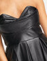 Фото #8 товара ASOS DESIGN corset PU bandeau mini dress with pleat skirt in black