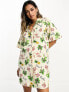 Фото #1 товара ASOS DESIGN Co ord bowling shirt mini dress in postcard print