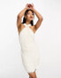 Фото #2 товара ASOS DESIGN halter pearl mini dress with drape beading detail in white