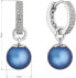 2in1 silver earrings with blue synthetic pearls and zircons 31298.3