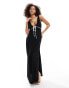 Фото #2 товара ASOS DESIGN linen blend contrast maxi dress in black