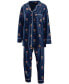 ფოტო #1 პროდუქტის Women's Navy Florida Panthers Long Sleeve Button-Up Shirt and Pants Sleep Set