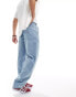 Dickies madison double knee loose fit denim jeans in light vintage blue