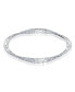 Modern Geometric Stackable Textured Hammered Bangle Bracelet For Women Matte Finish Sterling Silver Серебристый - фото #1