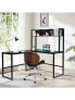 Фото #2 товара Reversible L-Shaped Corner Desk with Storage Bookshelf