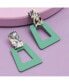 Women's Green Geometric Contrast Drop Earrings