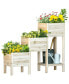 Фото #1 товара 3 Tier Raised Garden Bed w/ Storage Shelf, Wooden Planter Box Kit