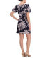 Фото #2 товара Petite Printed Puff-Sleeve Lace Sheath Dress