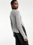 Weekday Halima open neck knitted jumper in grey melange