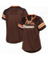 ფოტო #4 პროდუქტის Women's Brown Cleveland Browns Plus Size Original State Lace-Up T-shirt